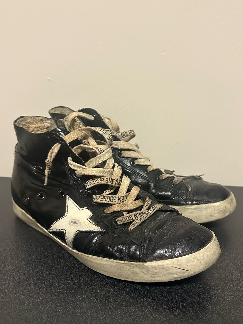 Golden Goose Francy Black Gloss High Top Sneakers Leather READ 39 9